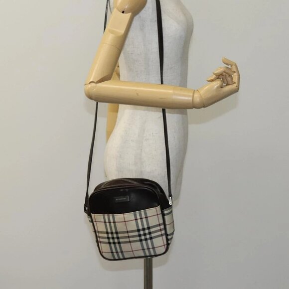 BURBERRY Nova Check Shoulder Bag Canvas Beige Auth KD202 - Picture 15 of 16